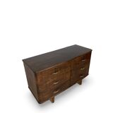 A vintage Italian chest of drawers, made of veneered walnut and solid wood,