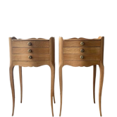 Paire de chevets en chêne - style Louis XV rustique- bois blond brut