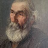 Painting portrait old wise man with beard oil painting
