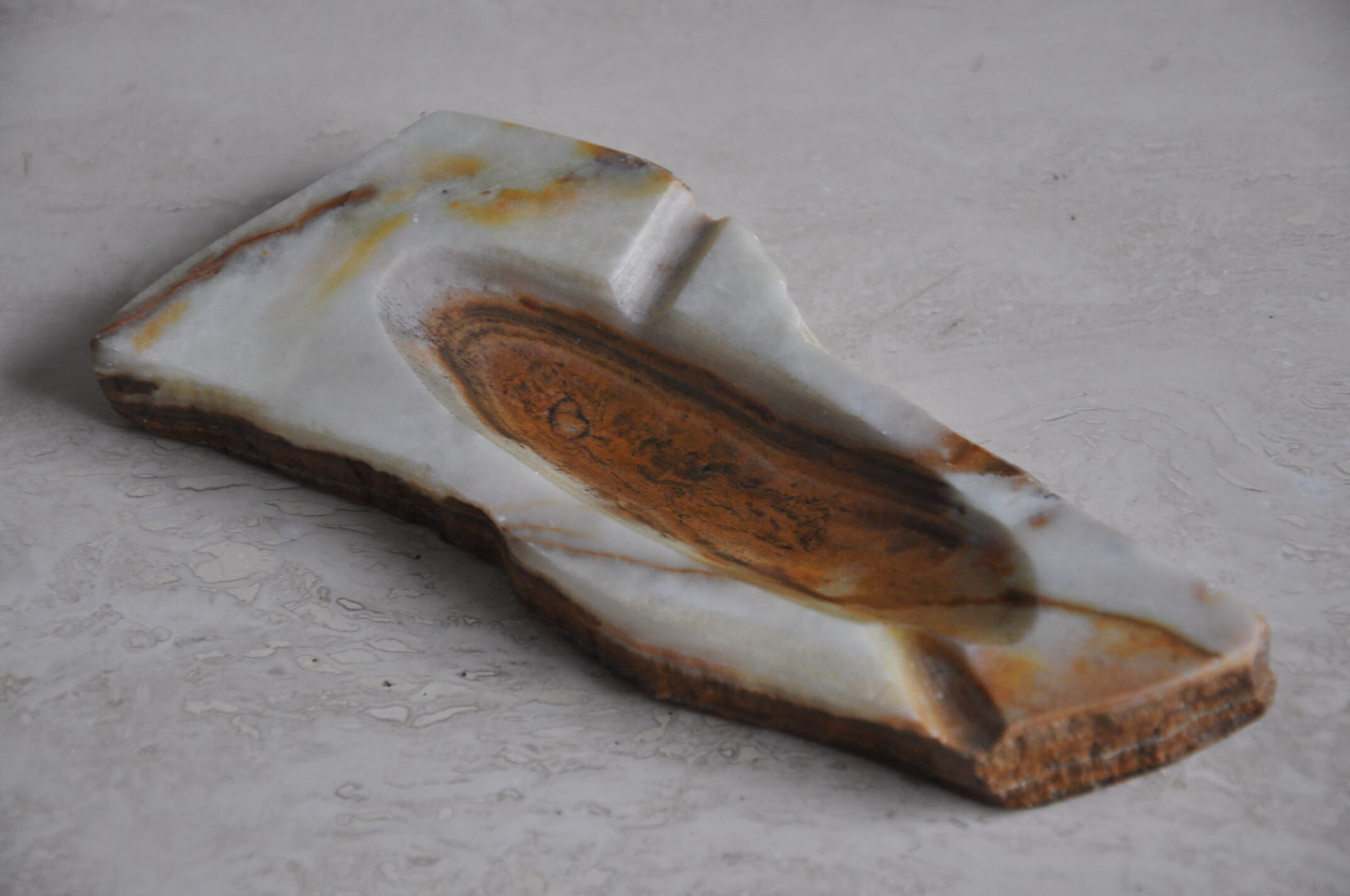 Vintage brutalist ashtray in natural onyx