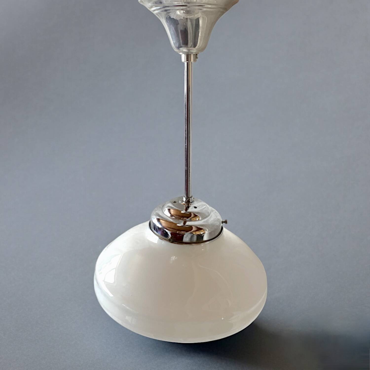 Art Deco pendant light in white opaline