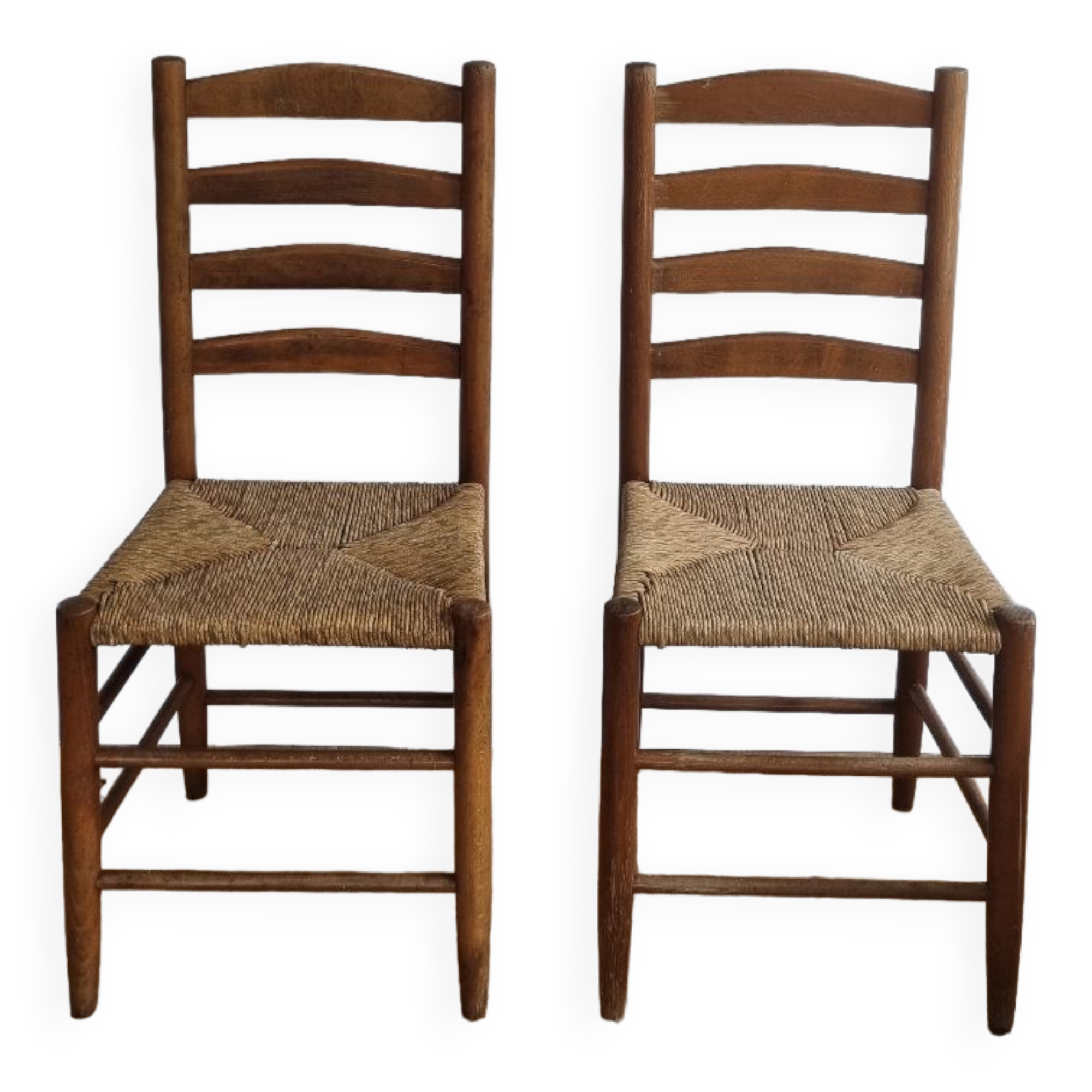pair of vintage straw chairs