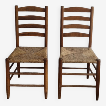 pair of vintage straw chairs