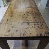Antique vintage rustic large pine dining table old workbench