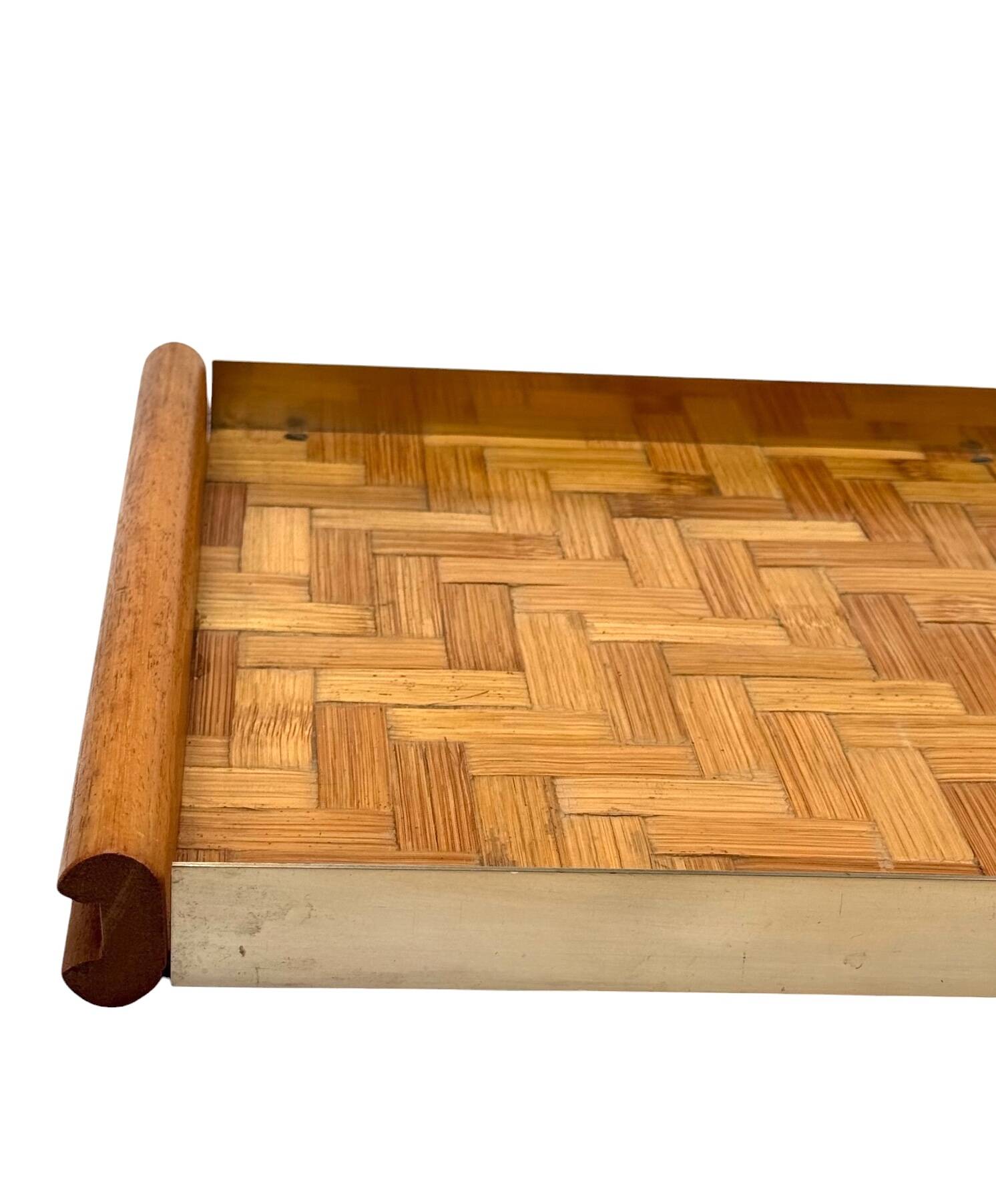 Hollywood regency bamboo and brass tray, Italy 1970s