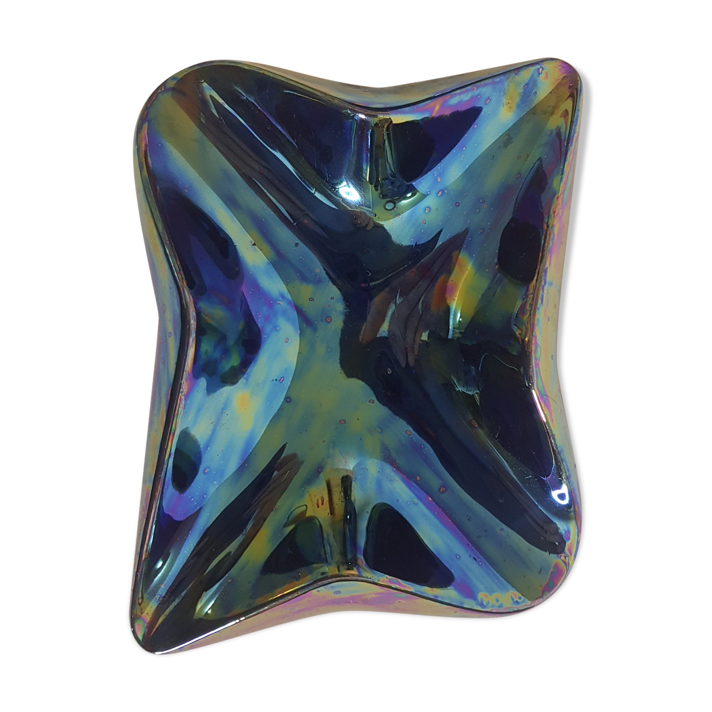 Verceram art ceramic empty pocket in iridescent blue/black color
