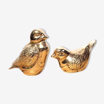 Pair brass birds