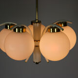 Lustre en laiton à 5 bras du milieu du siècle