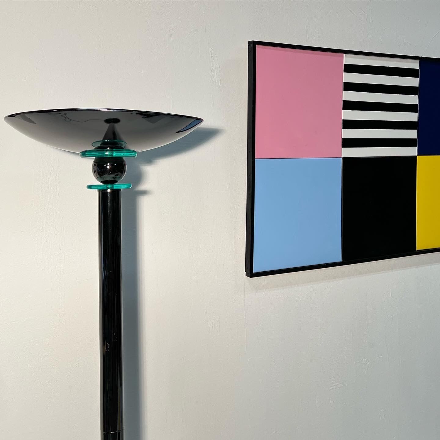 Floor lamp, 80s silver metal