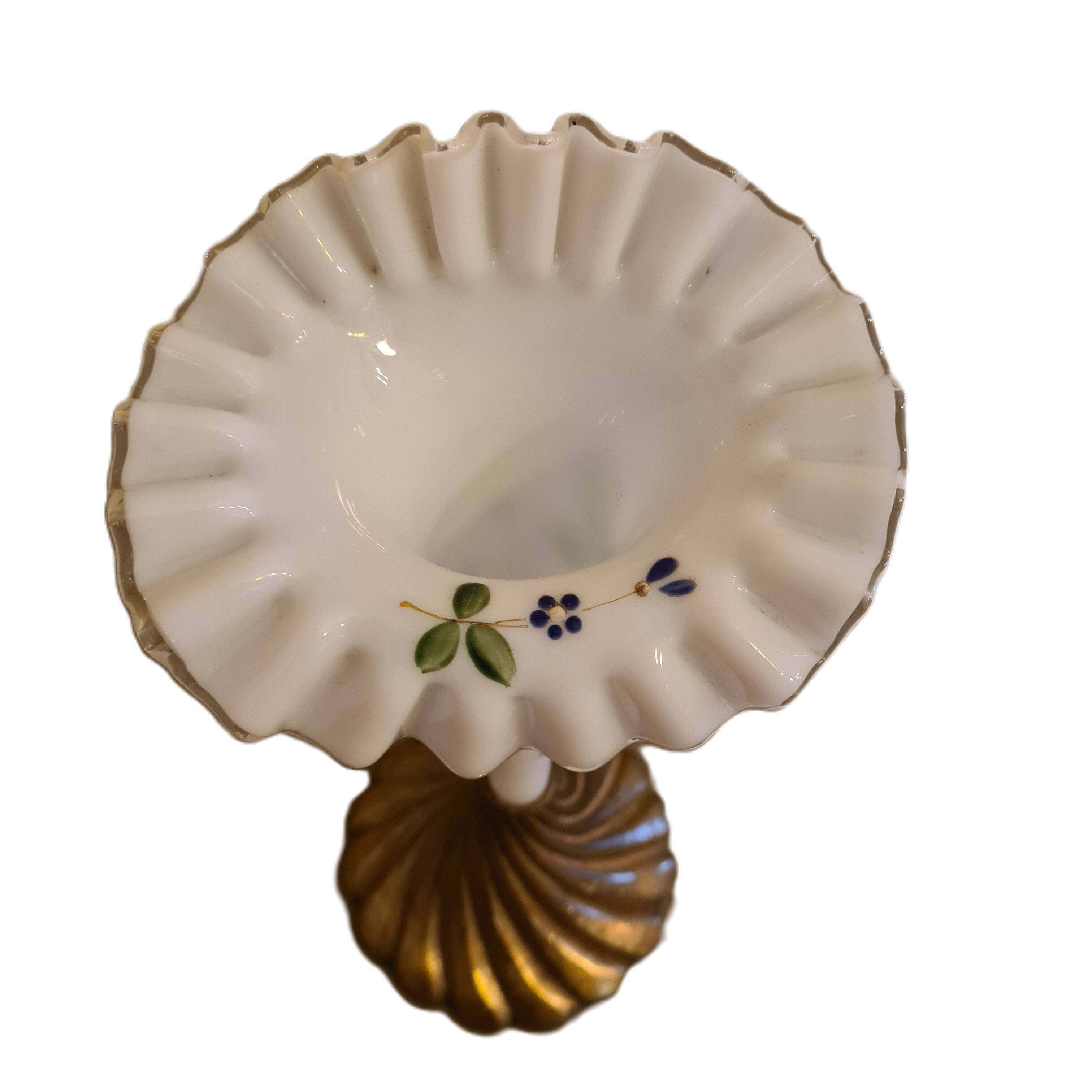 Opaline Vase On Bronze Base, Early 20th Century.