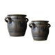 2 old Betschdorf, Alsatian salt pots with ears