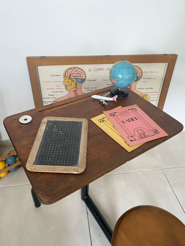 Pupitre bureau d’écolier vintage