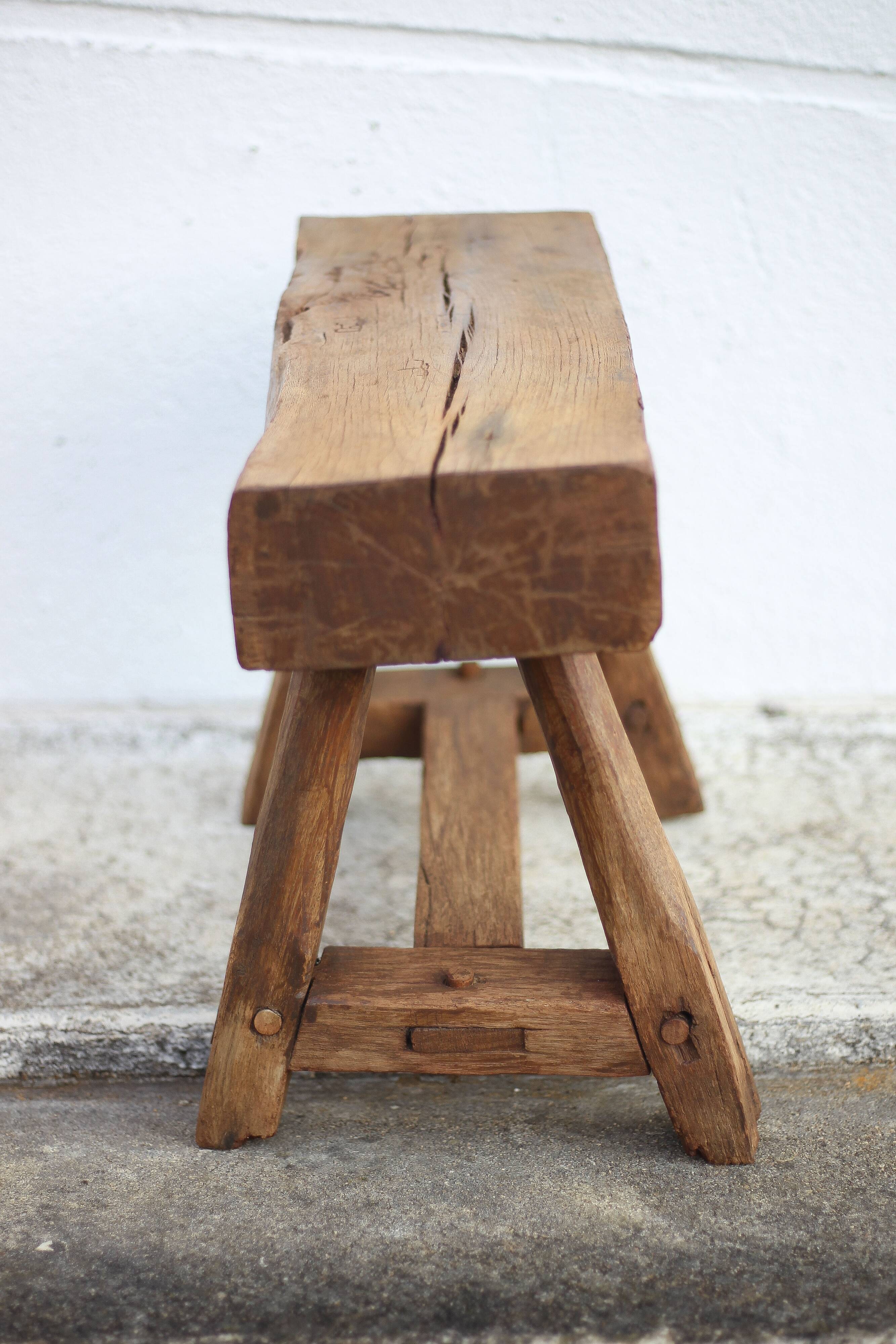 Vintage stool, wooden stool, antique stool, plant stand, small bench