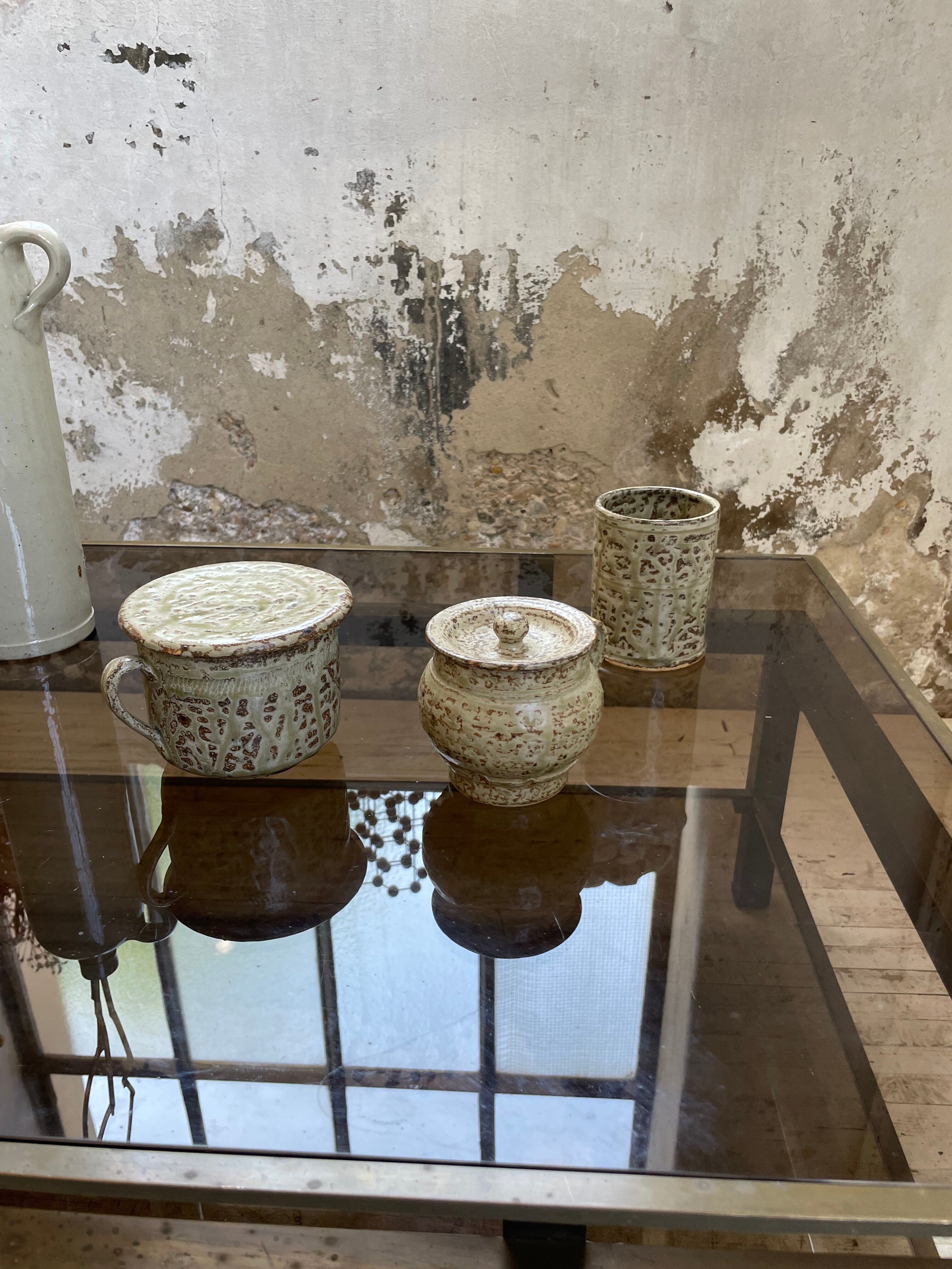 Stoneware herbal tea cup set La Hulotte Caylus