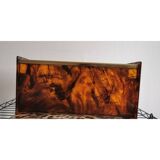 Tortoiseshell and brass lucite magazine rack