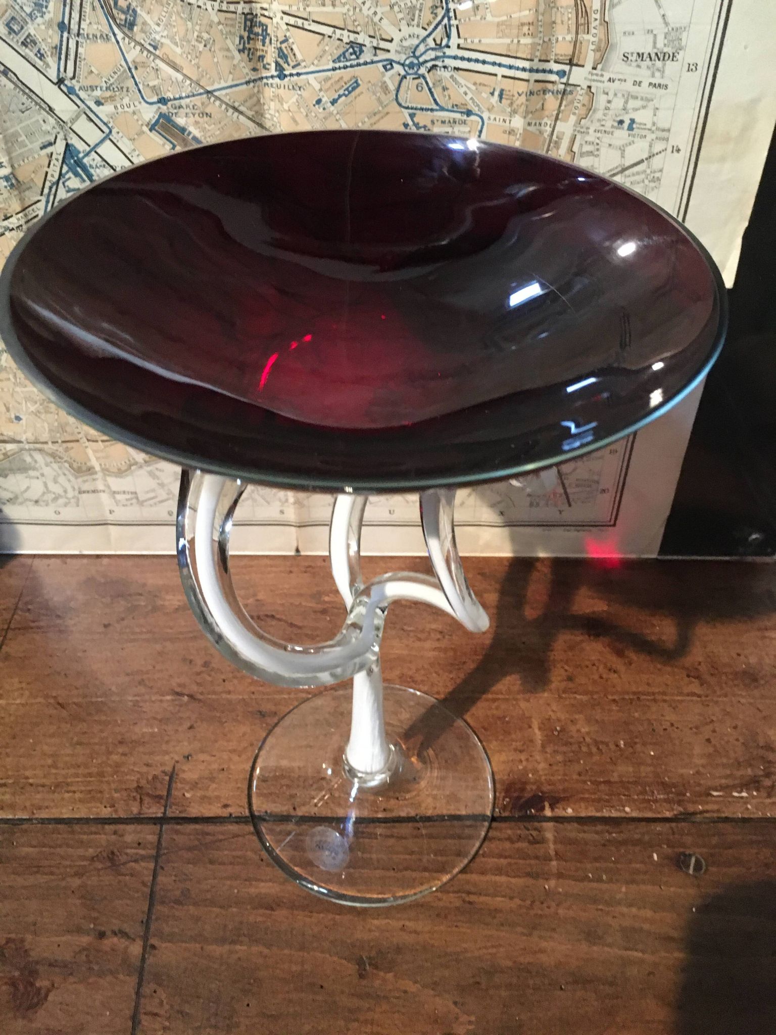 Coupe en verre étiré "Alicja" Pologne années 70