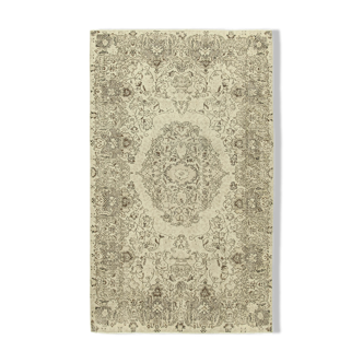 Tapis beige turc vintage noué à la main 165 cm x 278 cm