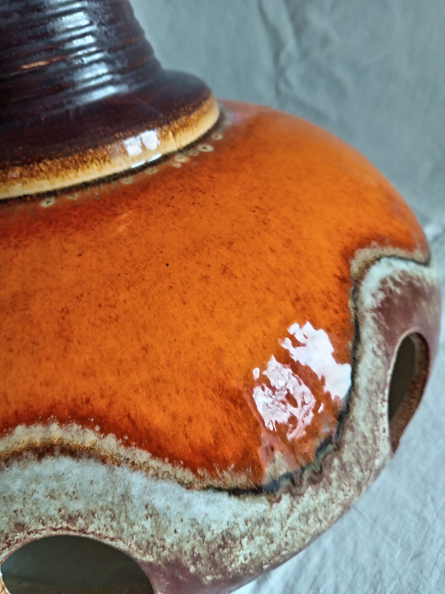 Vallauris style terracotta pendant light, 1970s