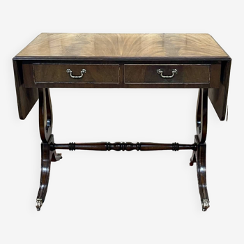 English flat desk with shelves, early 20th century work in mahogany