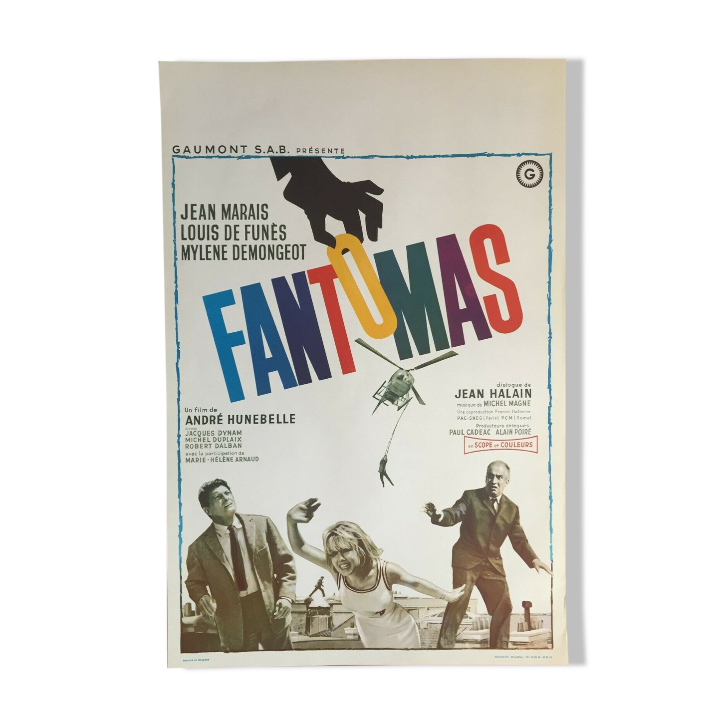 Original movie poster "Fantomas" Louis de Funes 37x55cm 1964