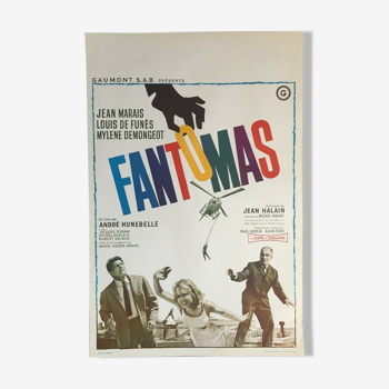 Affiche cinéma originale "Fantomas" Louis de Funes 37x55cm 1964