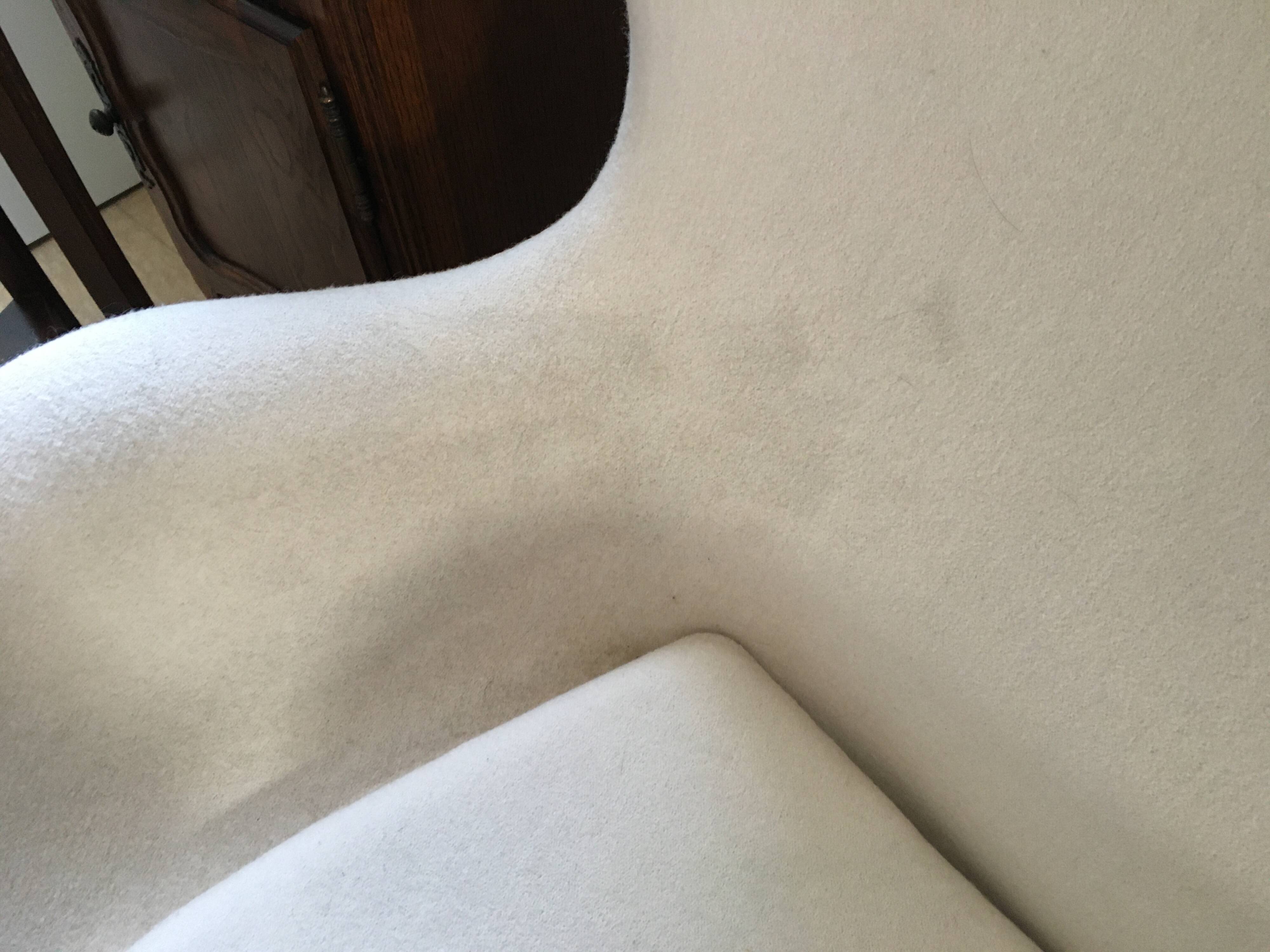 2 white felt egg chairs