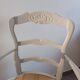 Armchair in painted wood, grey, with straw seat