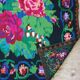 Romanian handwoven carpet green and fuchsia rug made in wool bohemian design