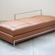 Cognac leather sofa bed, handmade by Eileen Gray, 1980/1990