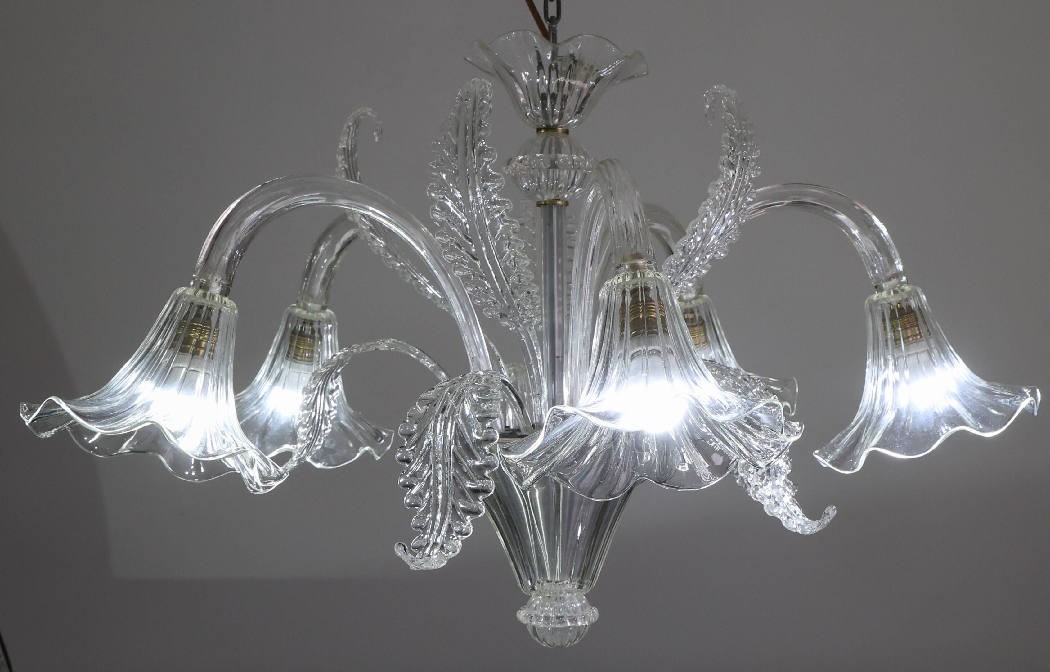 Large Art Decò Midcentury Italian Murano Glass Pendant, 1960s