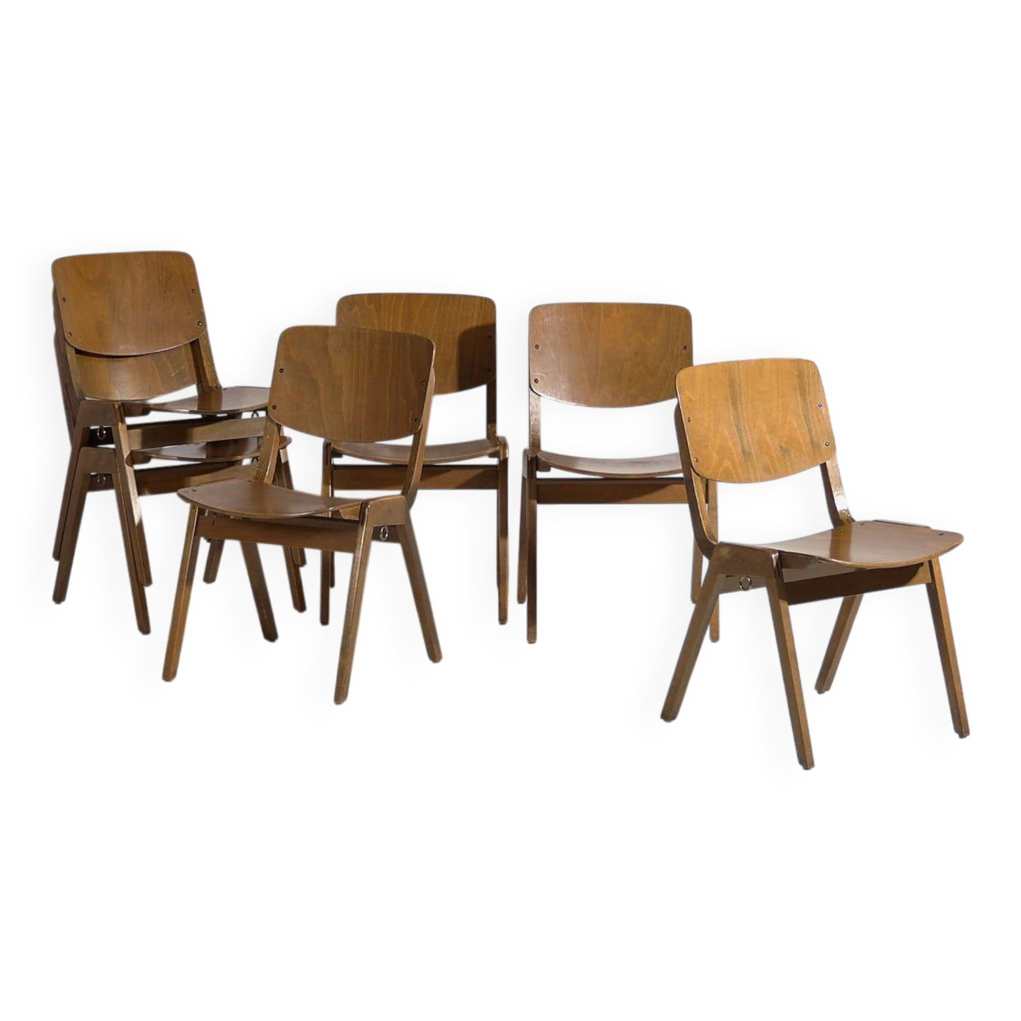 Vintage Thonet Dining Chairs (c.1950). Set of 6 pieces
