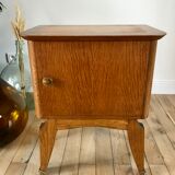 Bedside table in oak and brass 50s