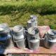Lot de 6 bidons de lait en aluminium