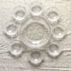Vintage fruit salad set in glass, bowls and salad bowl