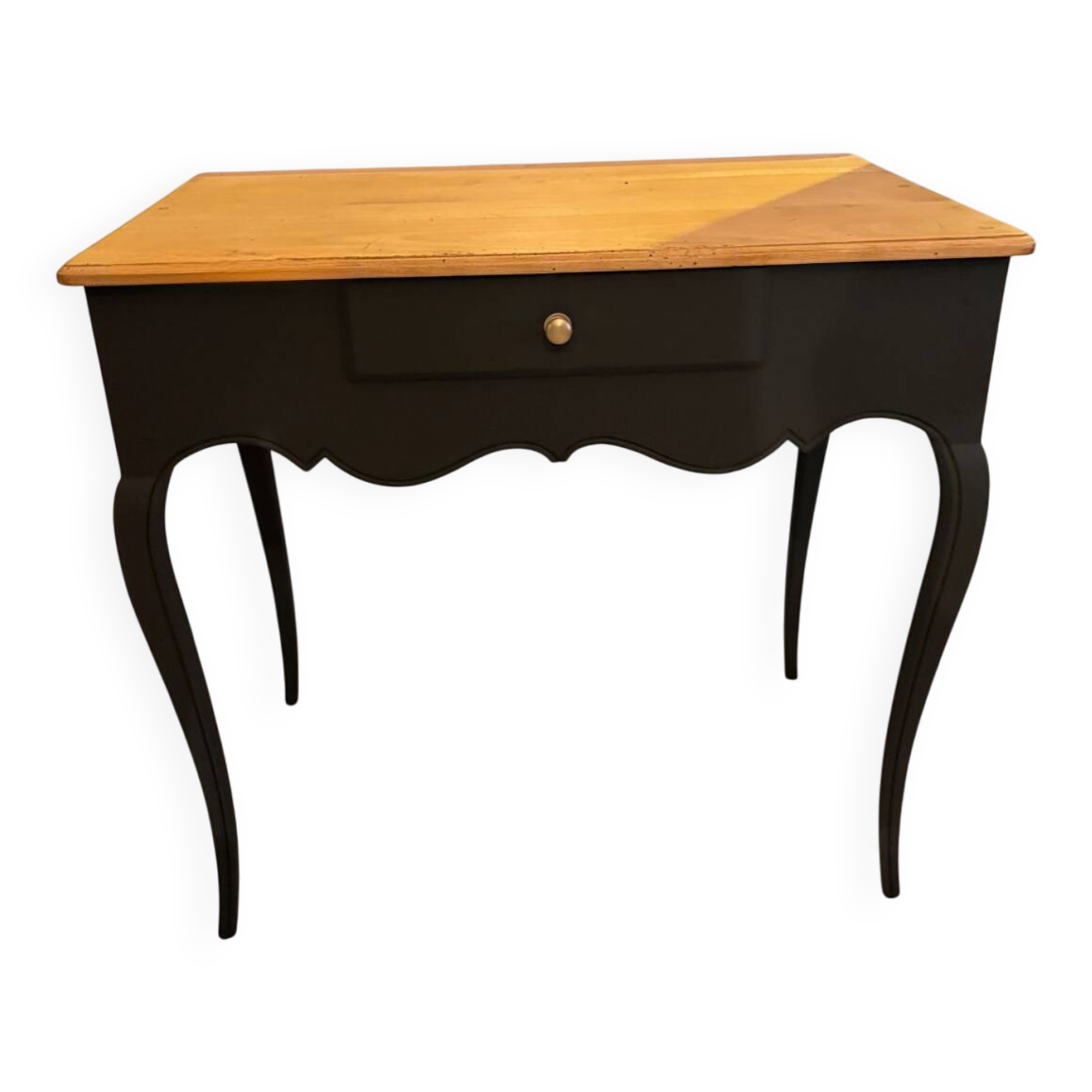Black console, natural tray