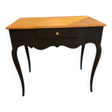 Black console, natural tray