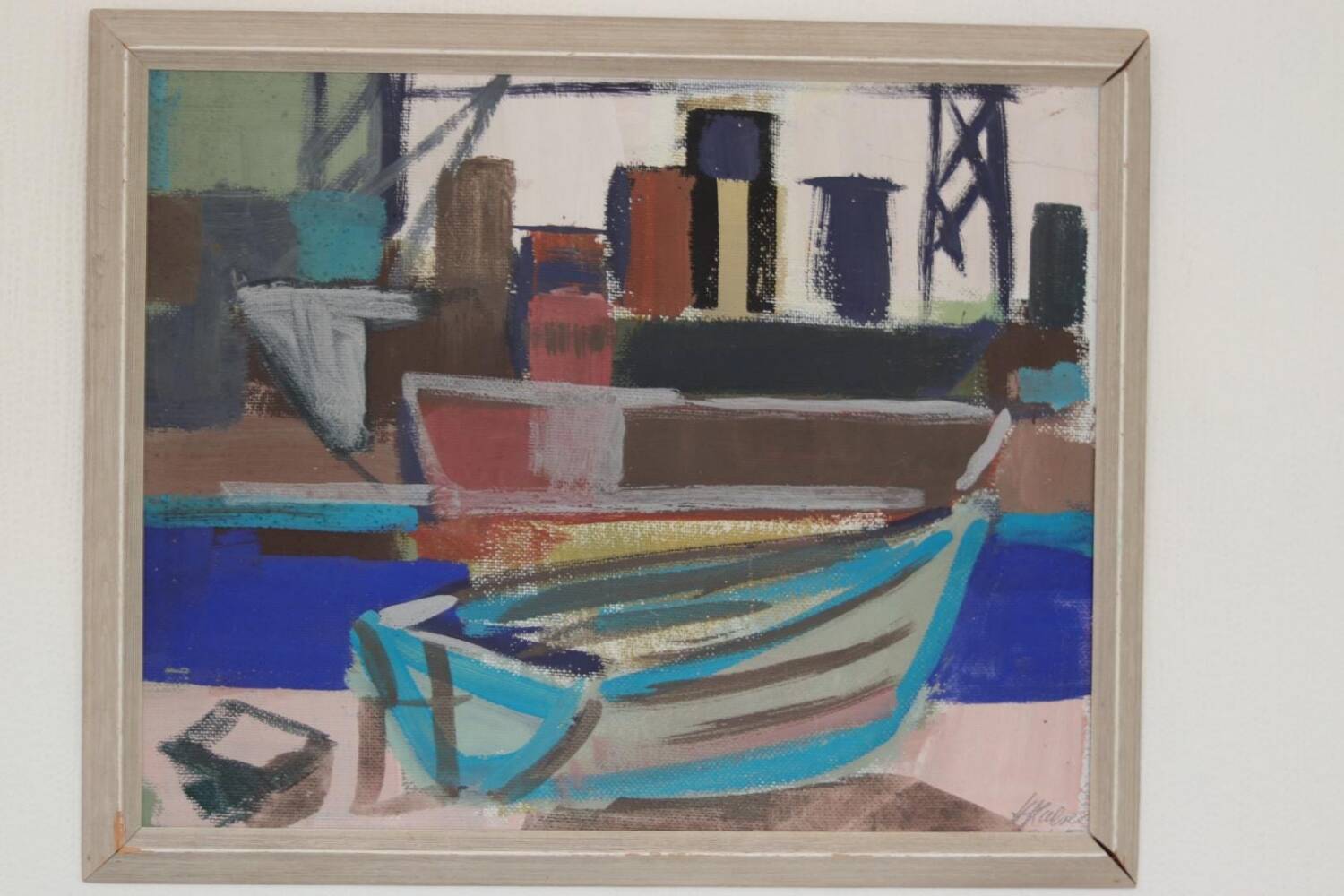 Swedish Oil on Panel – “Harbour Motif with Boats” by Hannes Glaeser