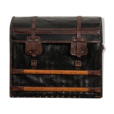 Leather travel trunk