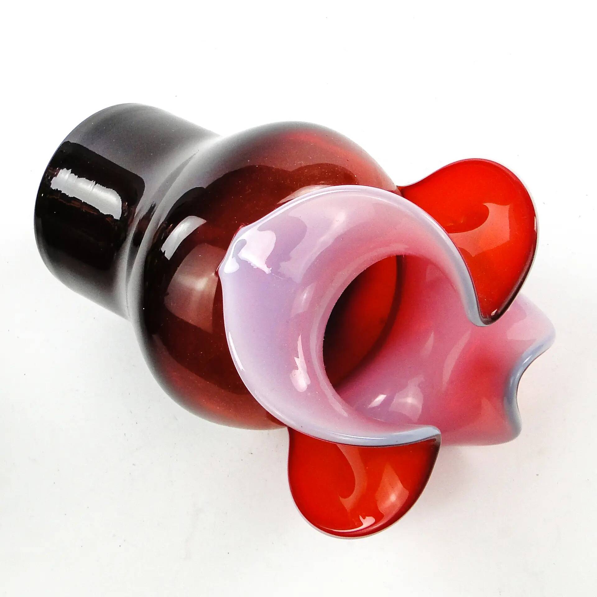 Donkey vase, red glass, designed by C. Zuber, Poland, 1970s