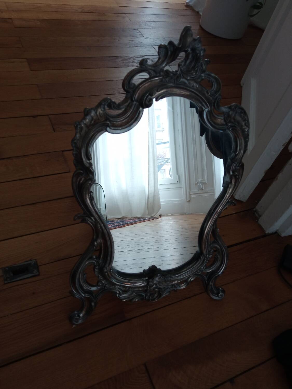 Old standing mirror, silvered bronze