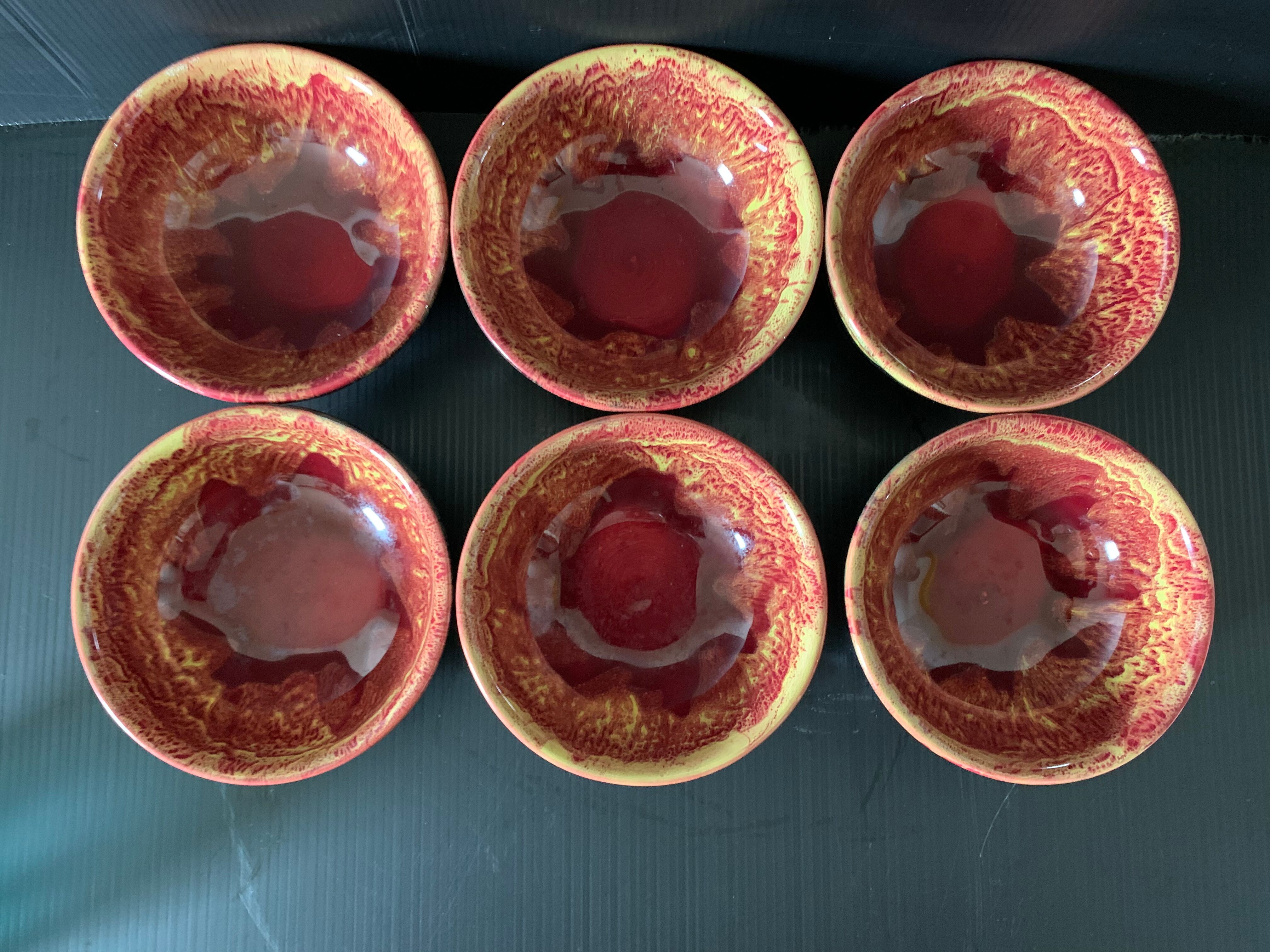 6 Morvan earthenware cups