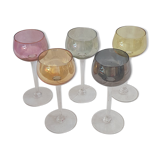 5 colored wine glasses