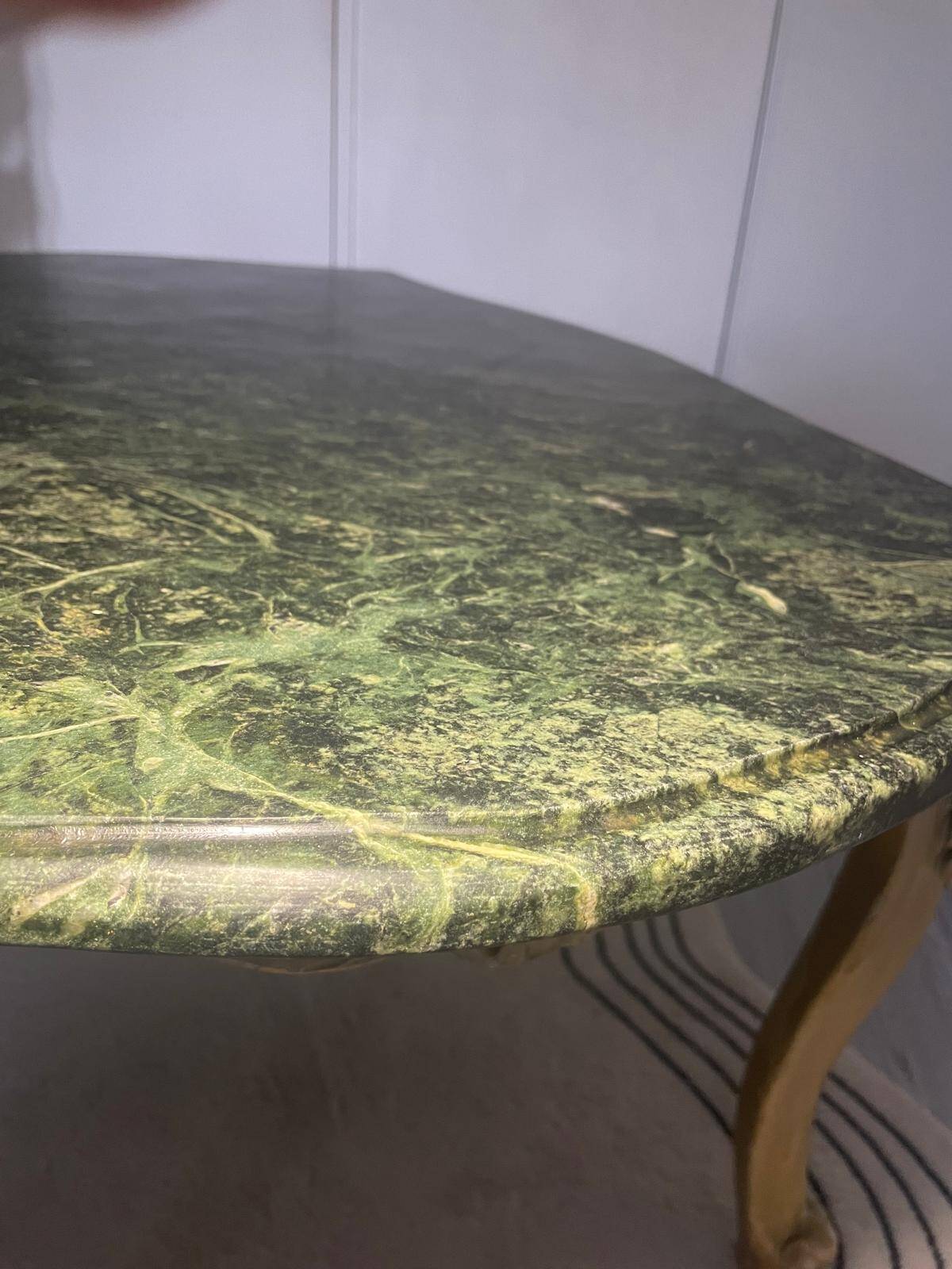 Green marble and carved gilded wood coffee table – Louis XV style