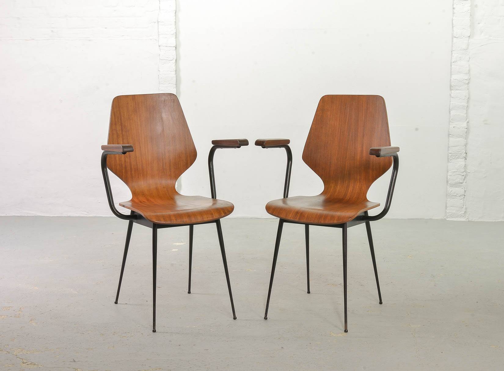 Auping Model Carelle Minimalistic Side / Dining Chairs Teak Wood 1950s