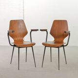 Auping Model Carelle Minimalistic Side / Dining Chairs Teak Wood 1950s
