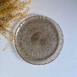 5 assiettes Arcoroc verre fumé fleur