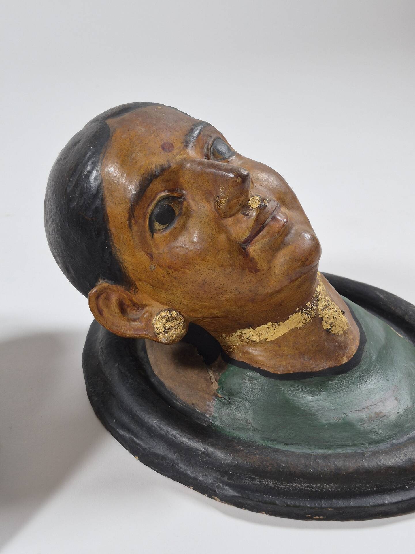 Pair of antique ceramic portrait busts from Rajasthan