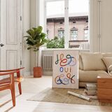 Affiche imprimée en qualité giclée avec illustration abstrait et le mot OUI