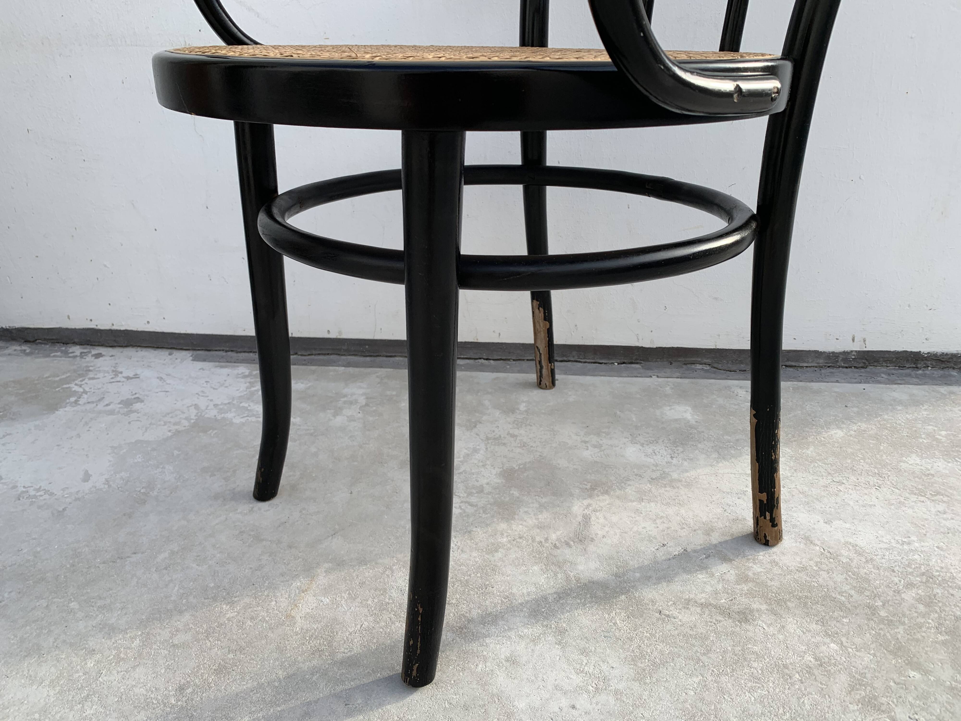 Tuna chair model 1018 in black curved wood and canning 1930