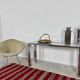 Seventies console structure chrome white marble top